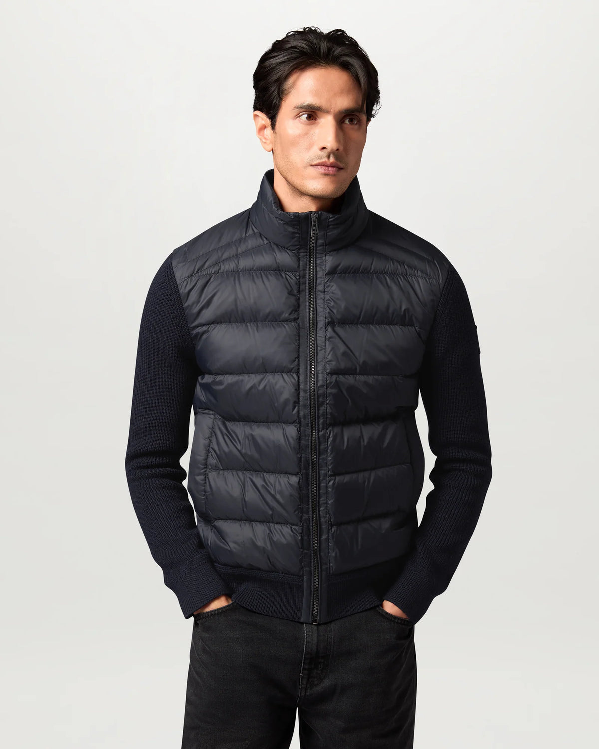 Mens Belstaff Compound Cardigan Down Dark Ink Knitwear — view 2