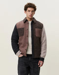 Mens Les Deux Wool Colourblock Overshirt Molé Brown Overshirts