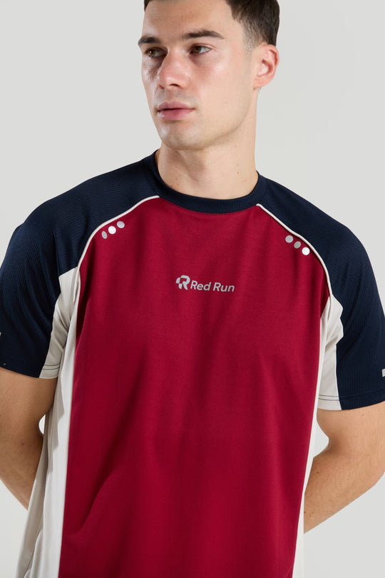 Mens Red Run CRIMSON WAVE Burgundy Technical Power Tee