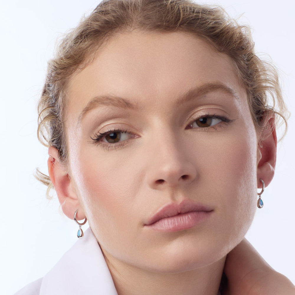 Kit Heath Coast Pebble Synthetic Blue Opal Hoop Drop Earrings — view 2
