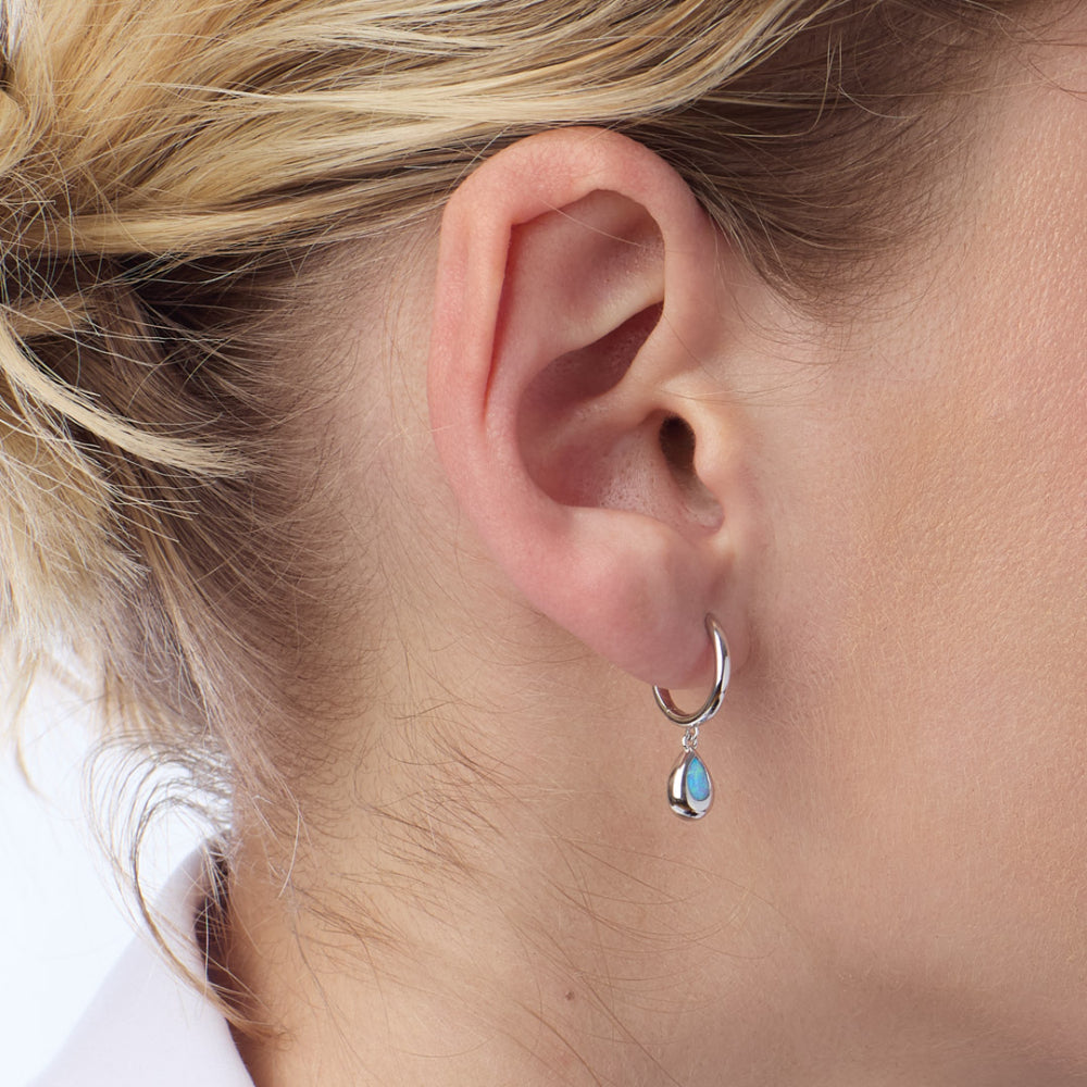 Kit Heath Coast Pebble Synthetic Blue Opal Hoop Drop Earrings — view 4