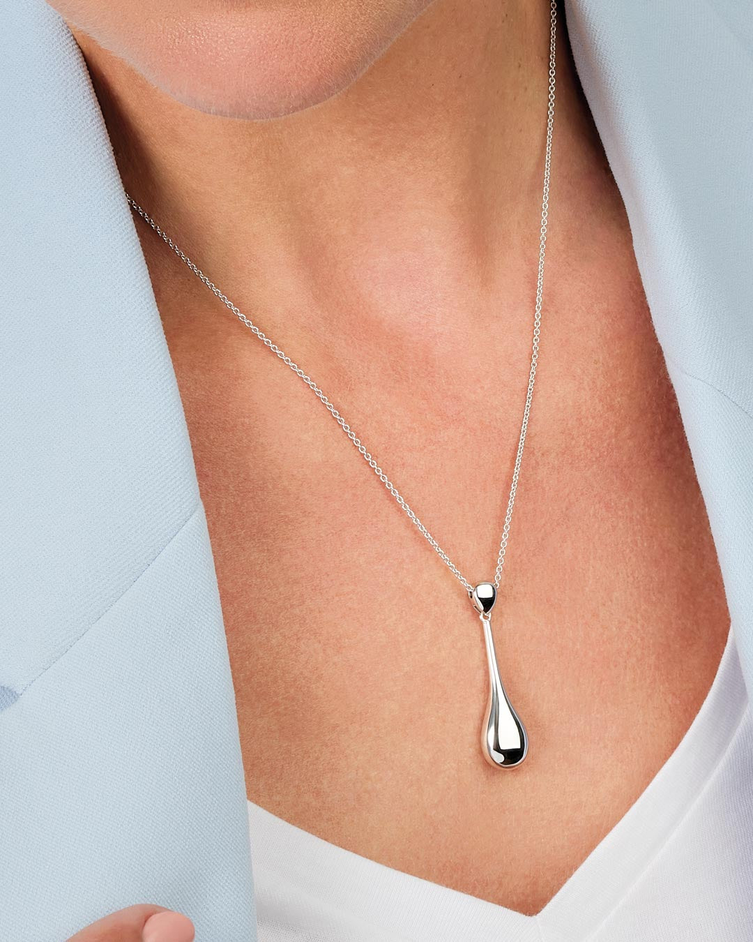 Model wears Coast Pebble Smooth Elegant Necklace