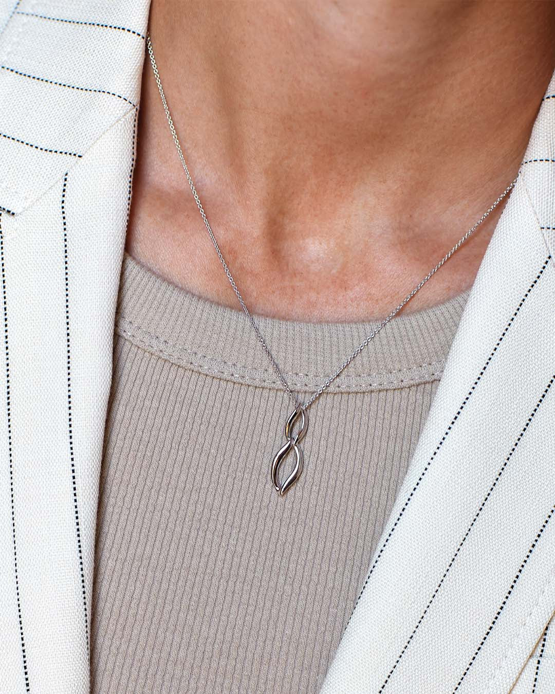 Model wears Entwine Twine Link Duo Petite Necklace
