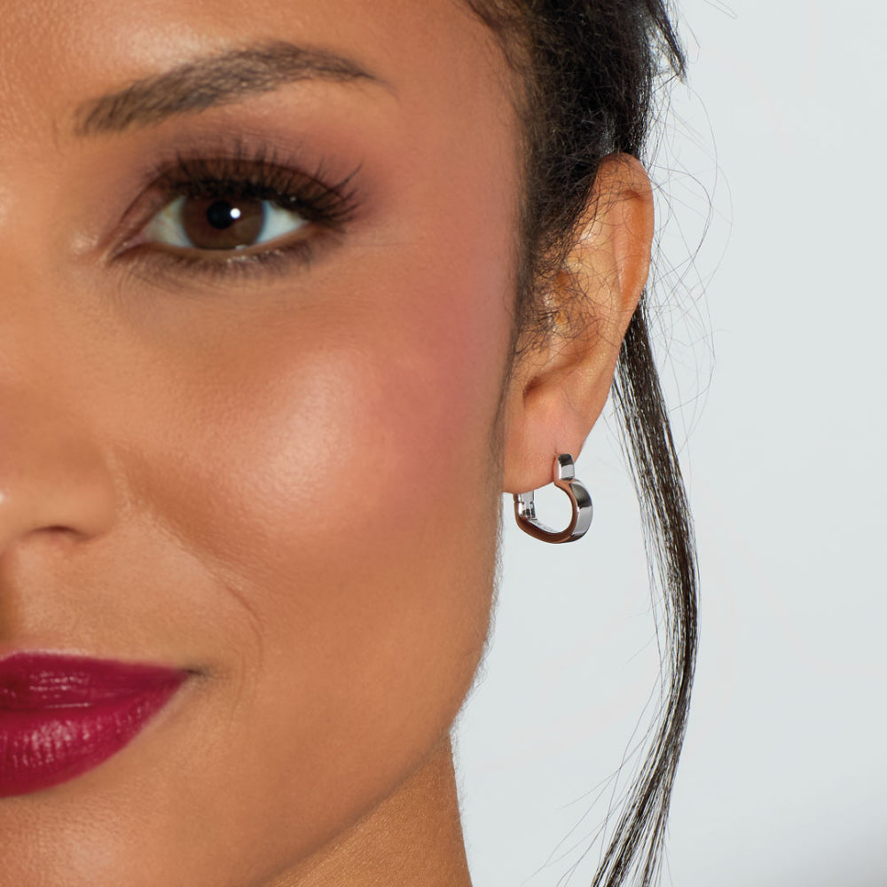 Kit Heath Love Silver Heart Outline Hinged Hoop Earrings — view 2