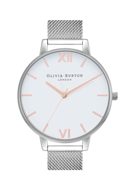 Olivia Burton Ladies White Dial Mesh Bracelet Watch *