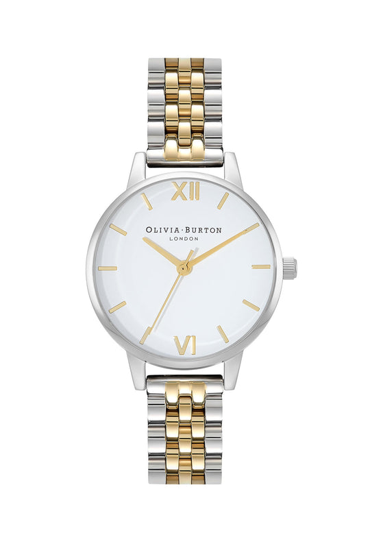 Olivia Burton Ladies Two-Tone Classic White Dial Bracelet Watch