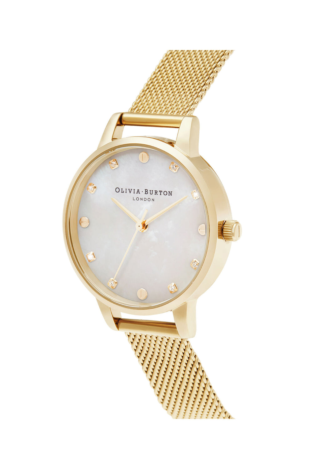 The Olivia Burton Ladies Classics White & Gold Mesh Watch, a gold mesh watch from Olivia Burton, OD’s Jewellers, St Helens