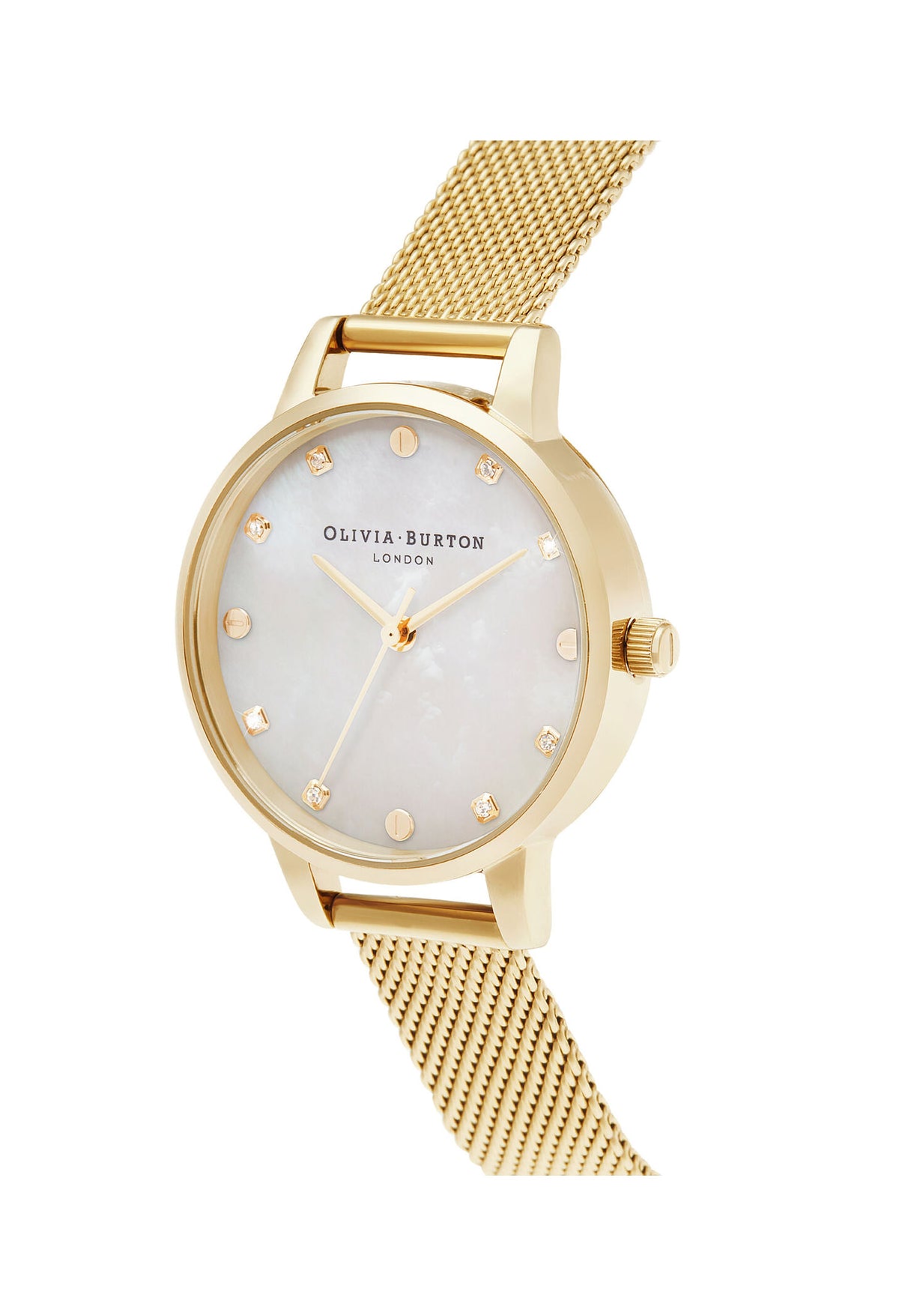 The Olivia Burton Ladies Classics White & Gold Mesh Watch, a gold mesh watch from Olivia Burton, OD’s Jewellers, St Helens