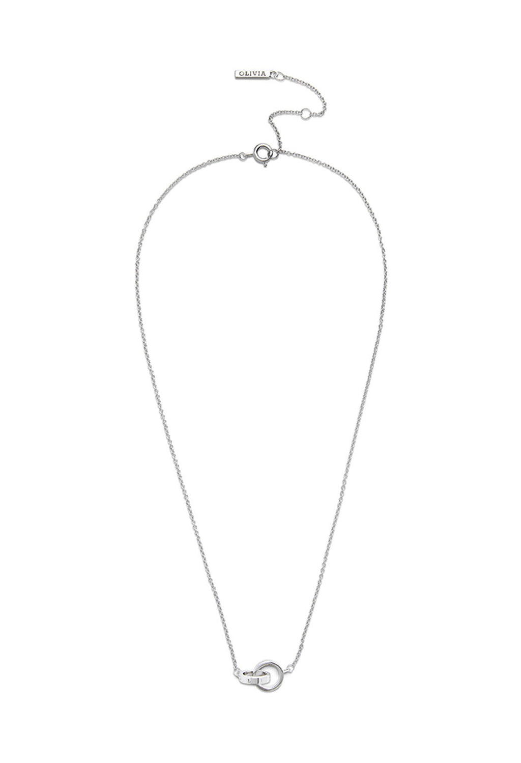 Silver plated Olivia Burton interlink necklace. Elegant women's jewelry with an adjustable chain.