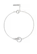 Silver chain bracelet by Olivia Burton, featuring linked circles and adjustable length. Minimalist jewelry.
