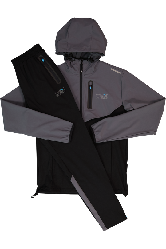 Men's OEX Fell 2.0 Black Charcoal Tracksuit Jacket & Fell 2.0 Black Charcoal Tracksuit Pant Set