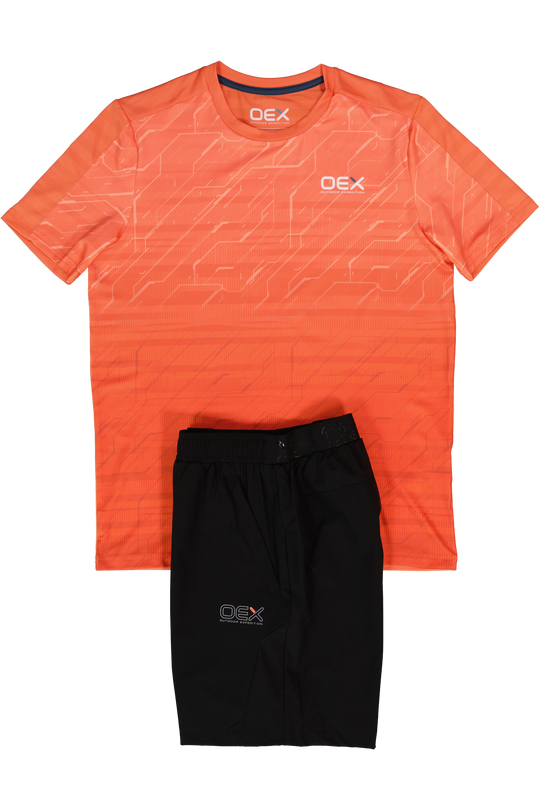 Men's OEX Coral Helmar T Shirt & Black Breacon Short Set