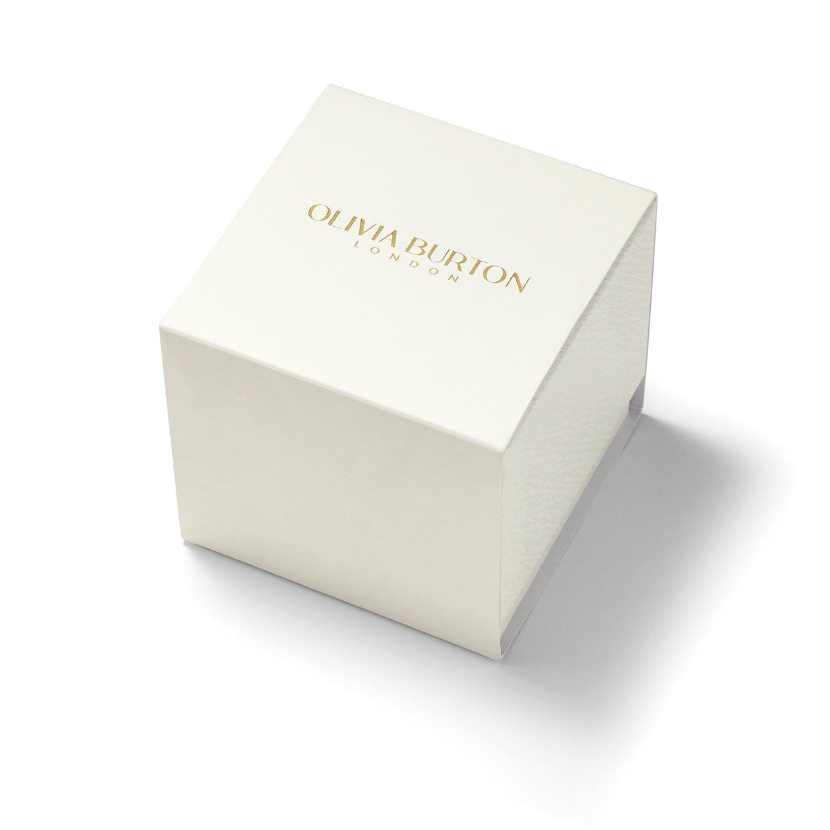 Off-white Olivia Burton London box with shadow.