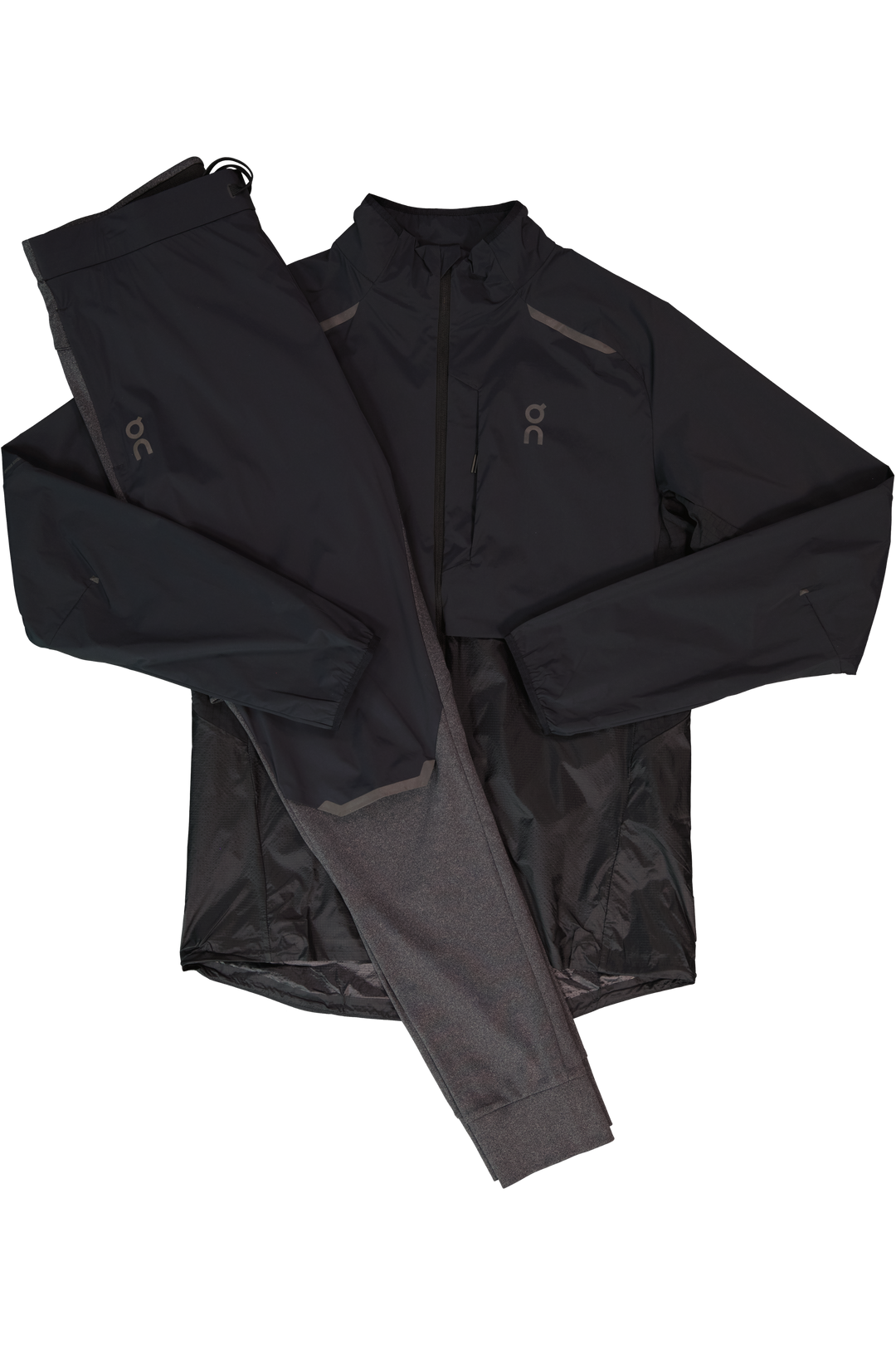 Men's On Running Black Weather Jacket & Weather Pant Set Men's On Running Black Weather Jacket & Weather Pant Set