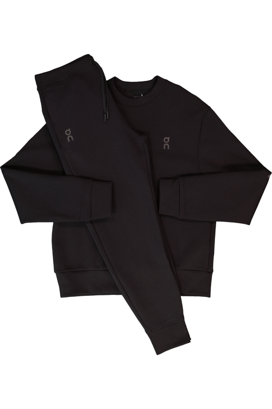Men's On Running Black Focus Tech Crew Sweatshirt & Focus Tech Sweatpants Tracksuit Set