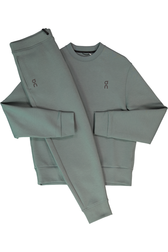 Men's On Running Olive Focus Tech Crew Sweatshirt & Focus Tech Sweatpants Tracksuit Set