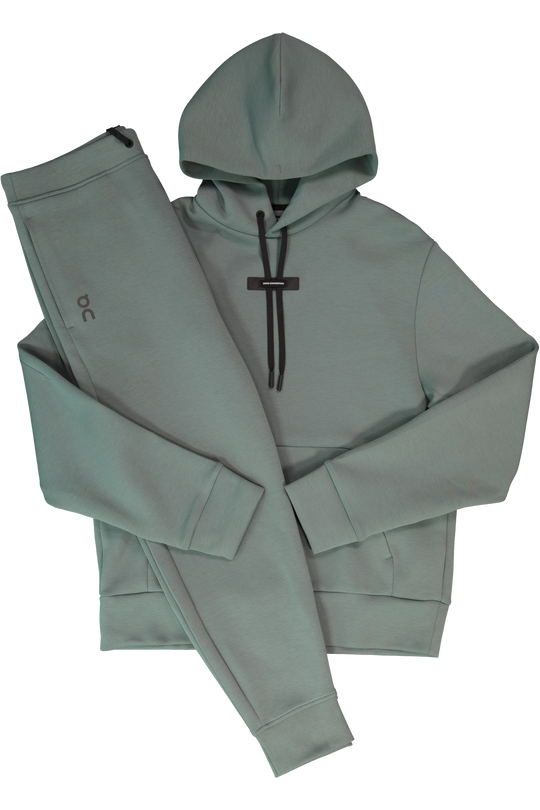 Men's On Running Olive Focus Tech Hoodie & Tech Focus Sweatpants Tracksuit Set