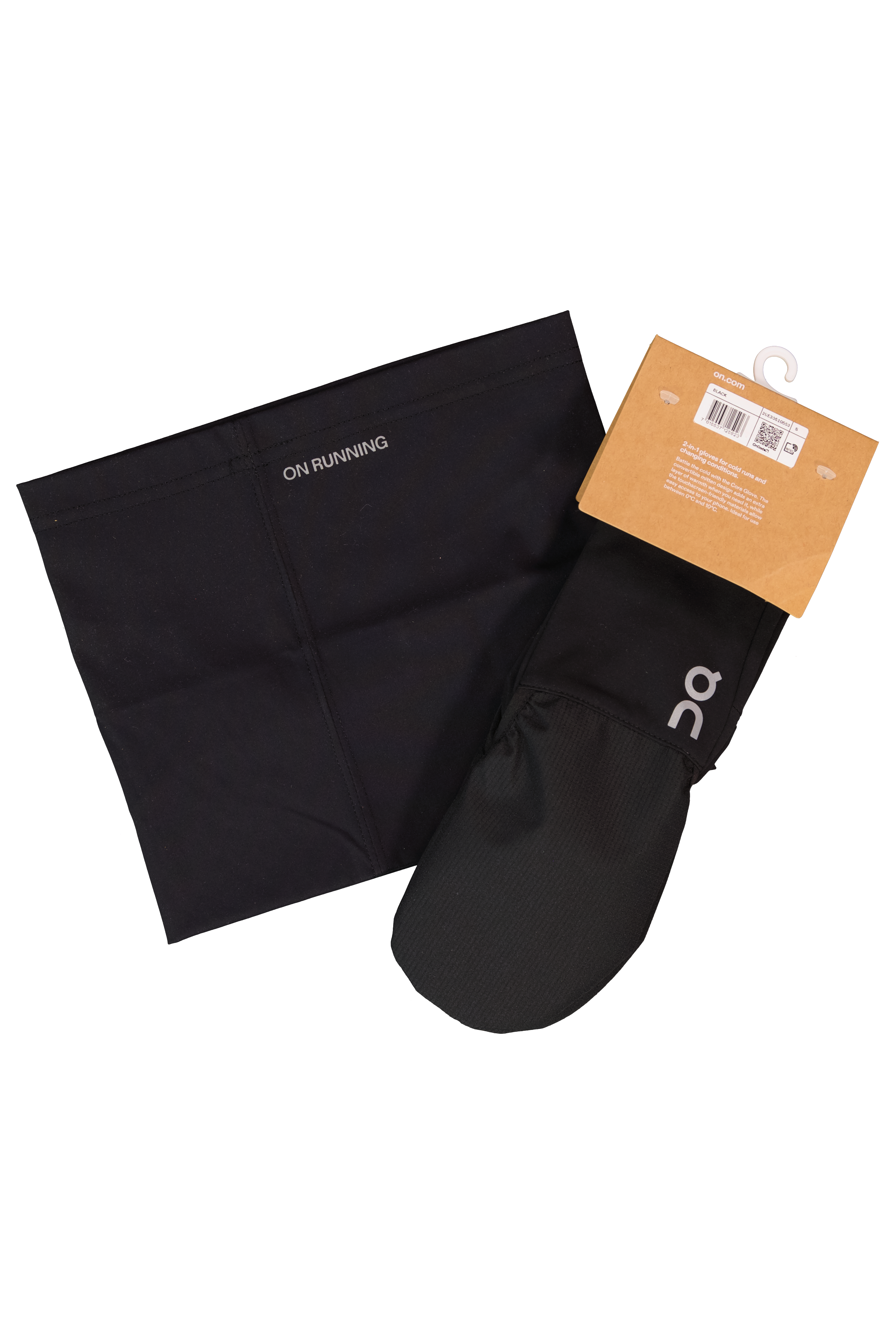 Unisex On Running Black Neck Gaiter & On Running Black Core Glove Set — view 2