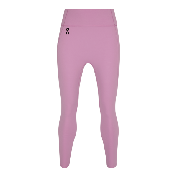 Pink leggings with a logo on a white background