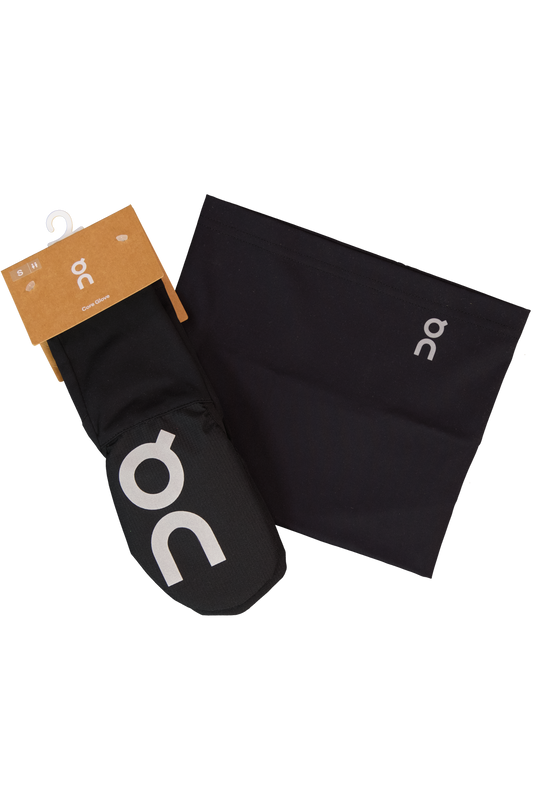 Unisex On Running Black Neck Gaiter & On Running Black Core Glove Set