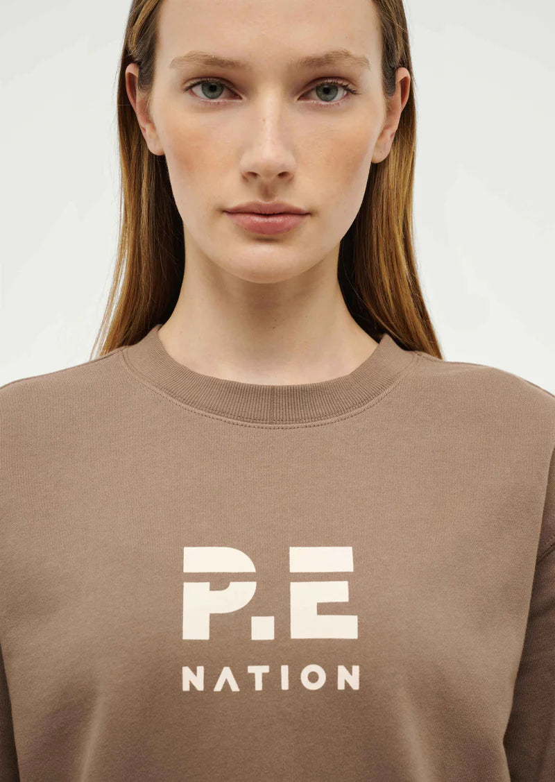 Women s P.E Nation Taupe Heads Up Sweater