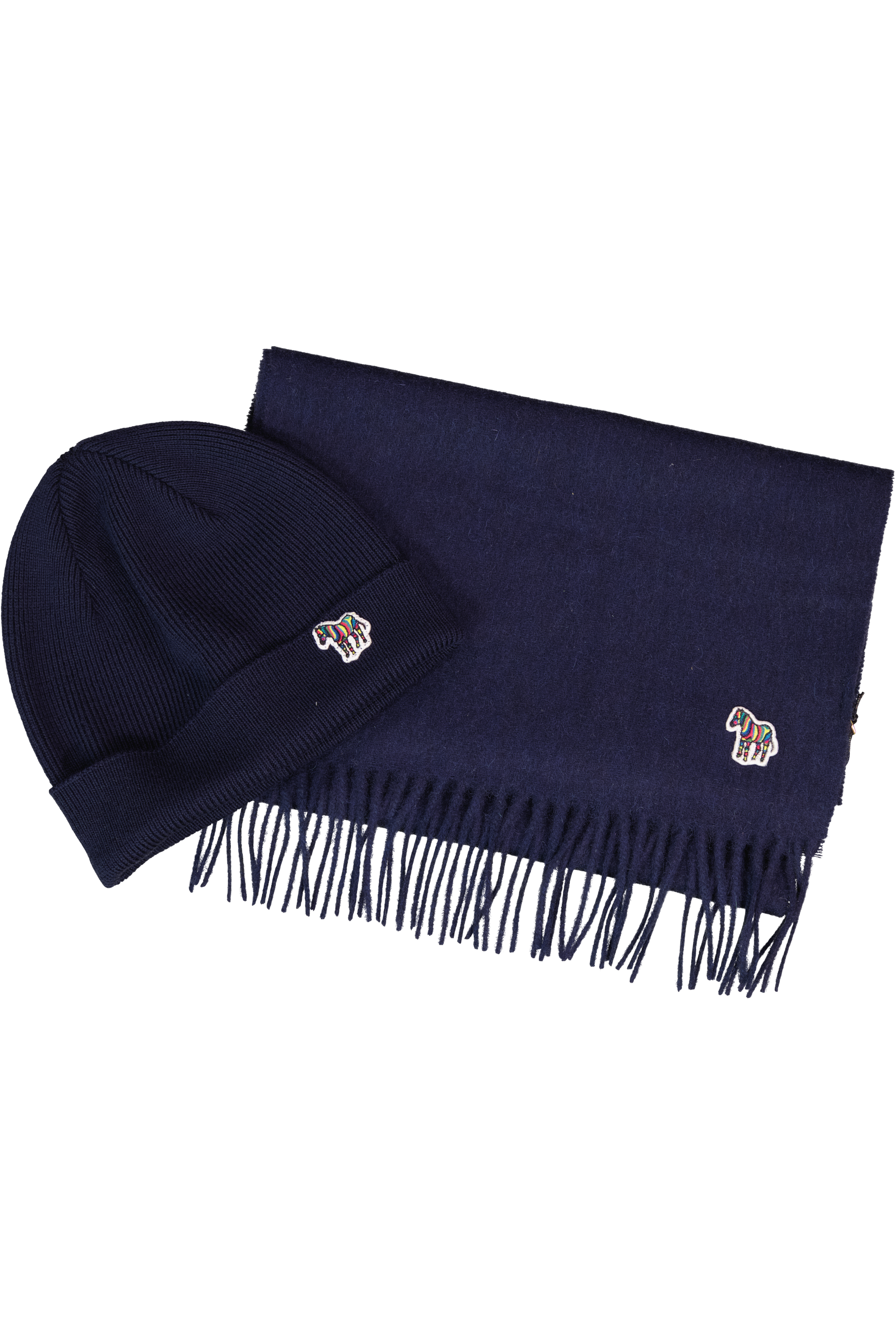 Men's Paul Smith Navy Zebra Beanie Hat And Navy Zebra Scarf Set
