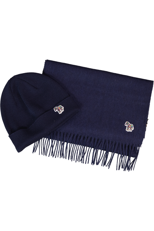 Men's Paul Smith Navy Zebra Beanie Hat And Navy Zebra Scarf Set