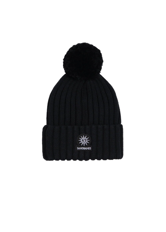 Women's Sandbanks Black Pom Pom Beanie Hat