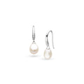 The Kit Heath Revival Classic Pearl Glitz CZ Drop Earring, a white silver earring from Kit Heath, available at OD’s Jewellers in St Helens