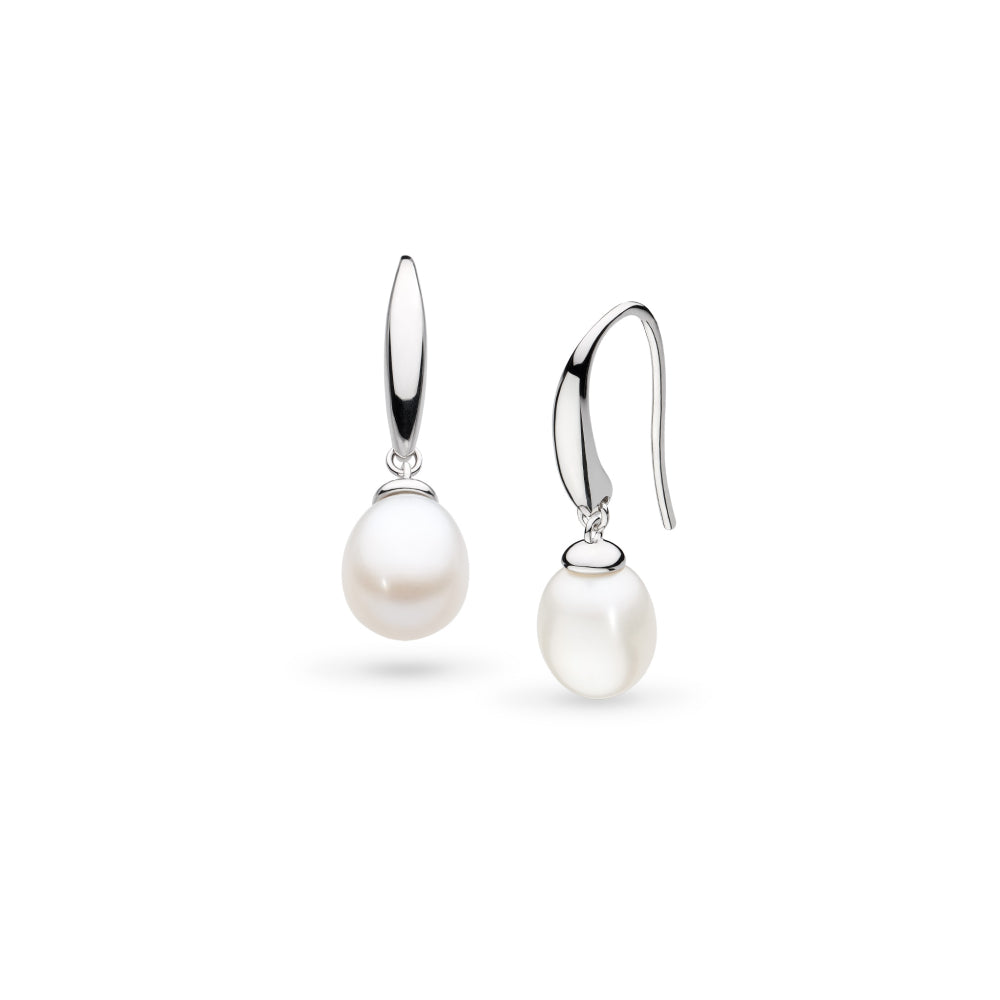The Kit Heath Revival Classic Pearl Drop Earring, a silver pearl drop earring by Kit Heath, at OD’s Jewellers in St Helens