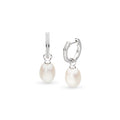 Kit Heath Silver Revival Classic Pearl Glitz CZ Hoop Drop Earrings 50429FPC