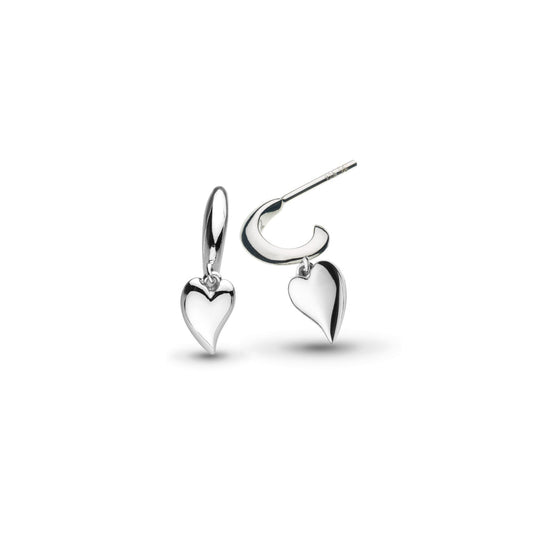 Kit Heath Silver Desire Kiss Mini Heart Semi Hoop Stud Drop Earrings 60BKRP