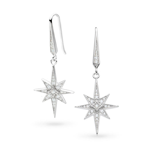 Kit Heath Silver Celeste North Star CZ Grande Drop Earrings 50457CZ