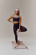 Women's Red Run Dark Cherry Active Double Layer Sports Bra & Sculptured Legging Set