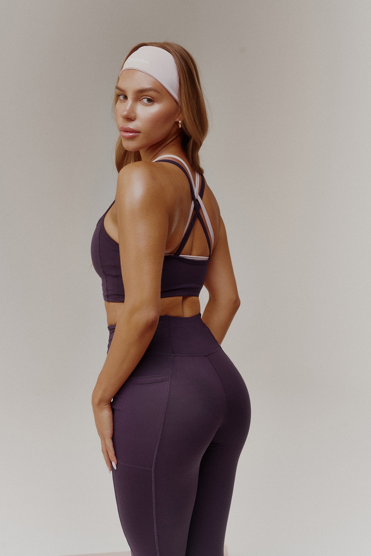 Women's Red Run Dark Cherry Active Double Layer Sports Bra & Sculptured Legging Set
