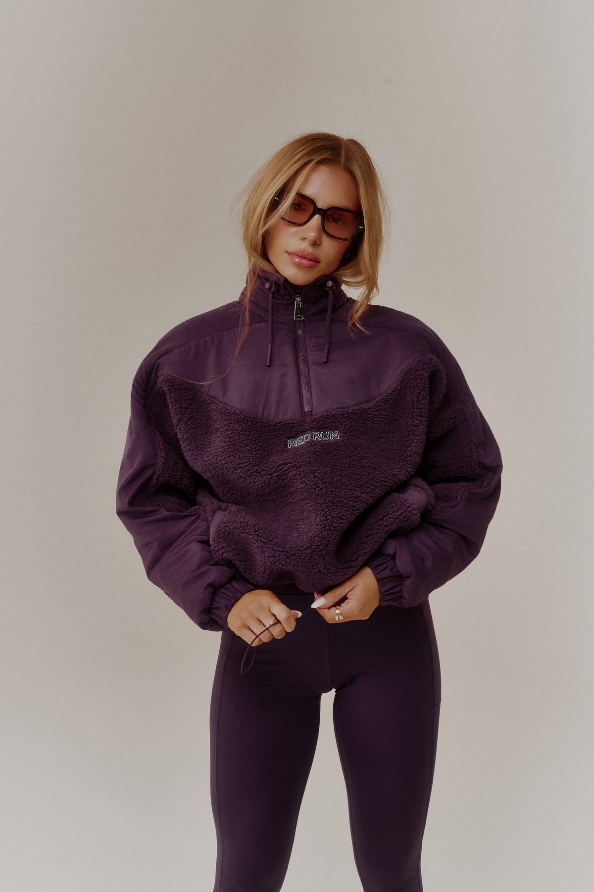 Womens Red Run Dark Cherry Active Oversized Shearling Jacket