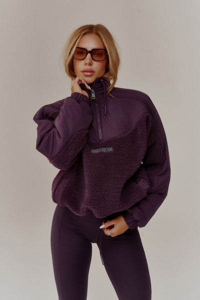 Womens Red Run Dark Cherry Active Oversized Shearling Jacket