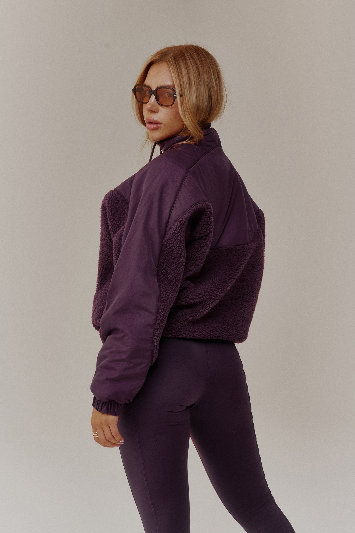 Womens Red Run Dark Cherry Active Oversized Shearling Jacket