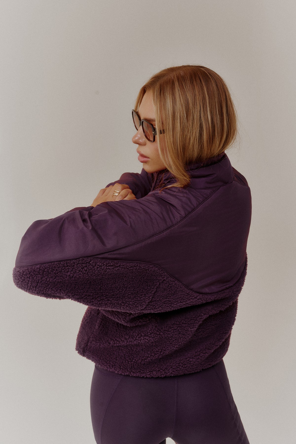 Womens Red Run Dark Cherry Active Oversized Shearling Jacket