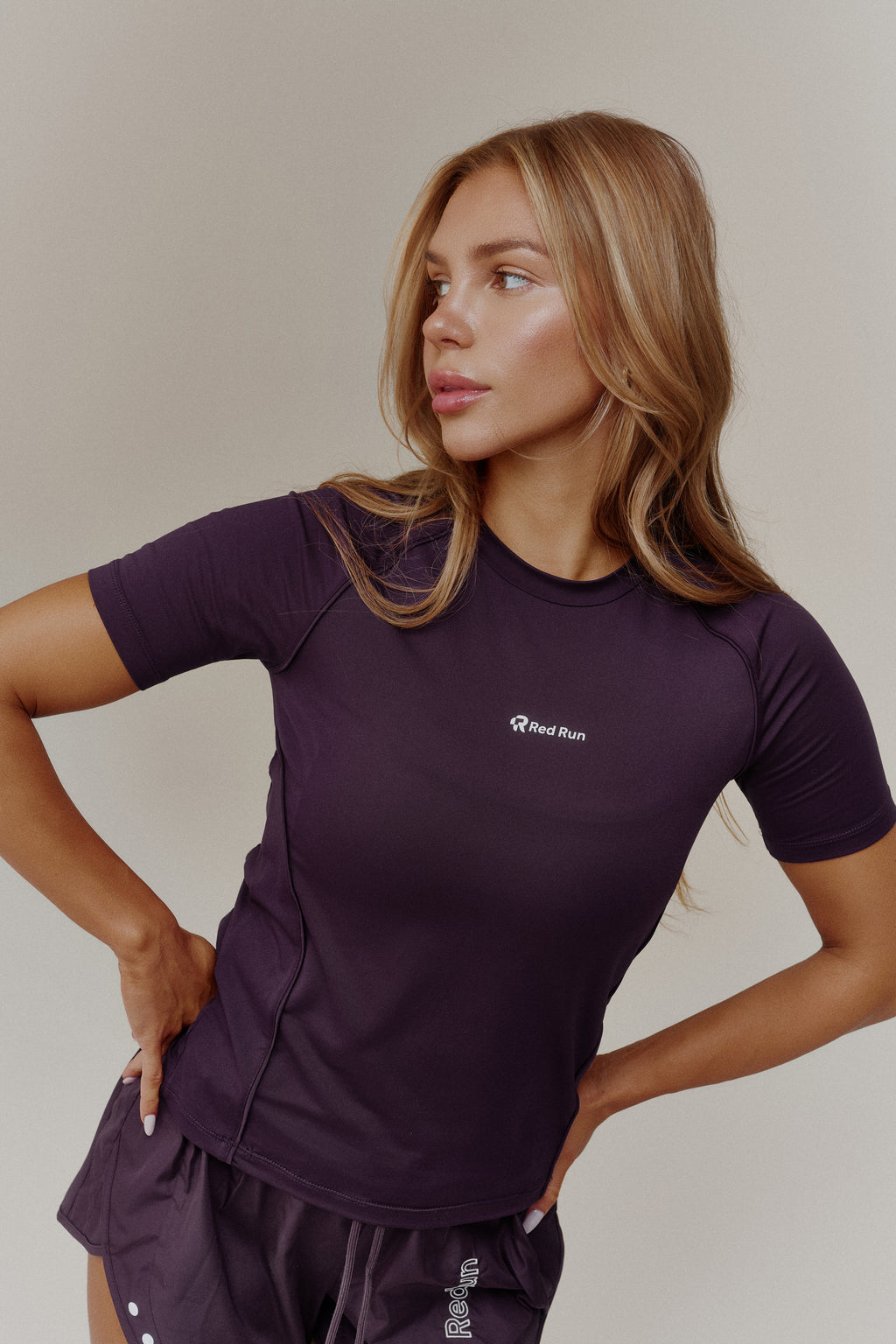 Women's Red Run Dark Cherry Active Technical Top & Sport Shorts Set