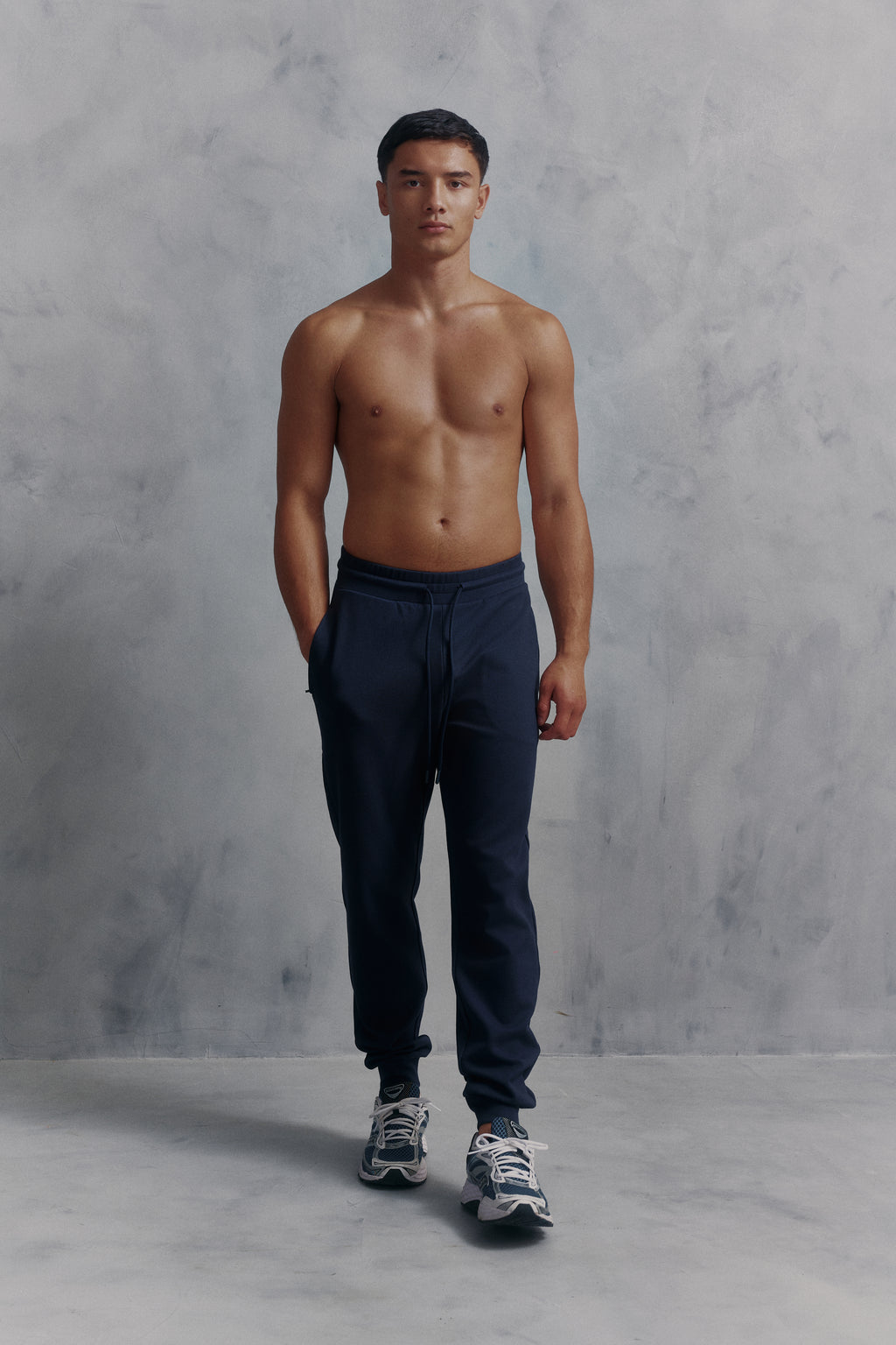 Mens Red Run Core Navy Tracksuit Bottoms