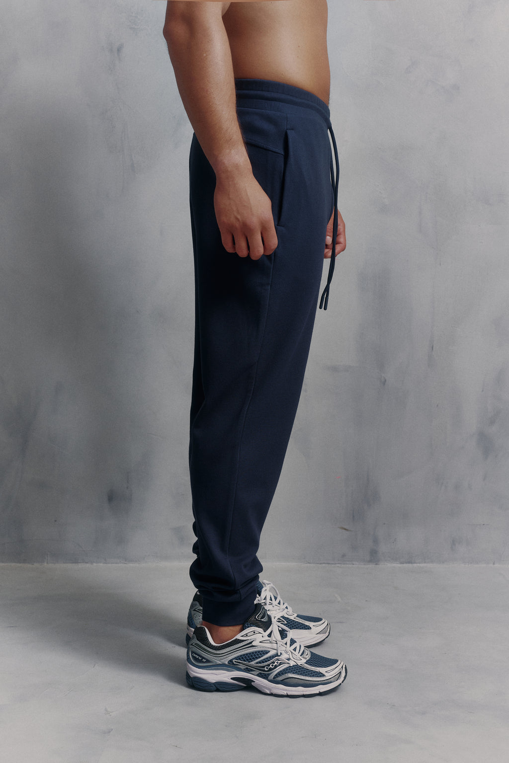 Mens Red Run Core Navy Tracksuit Bottoms
