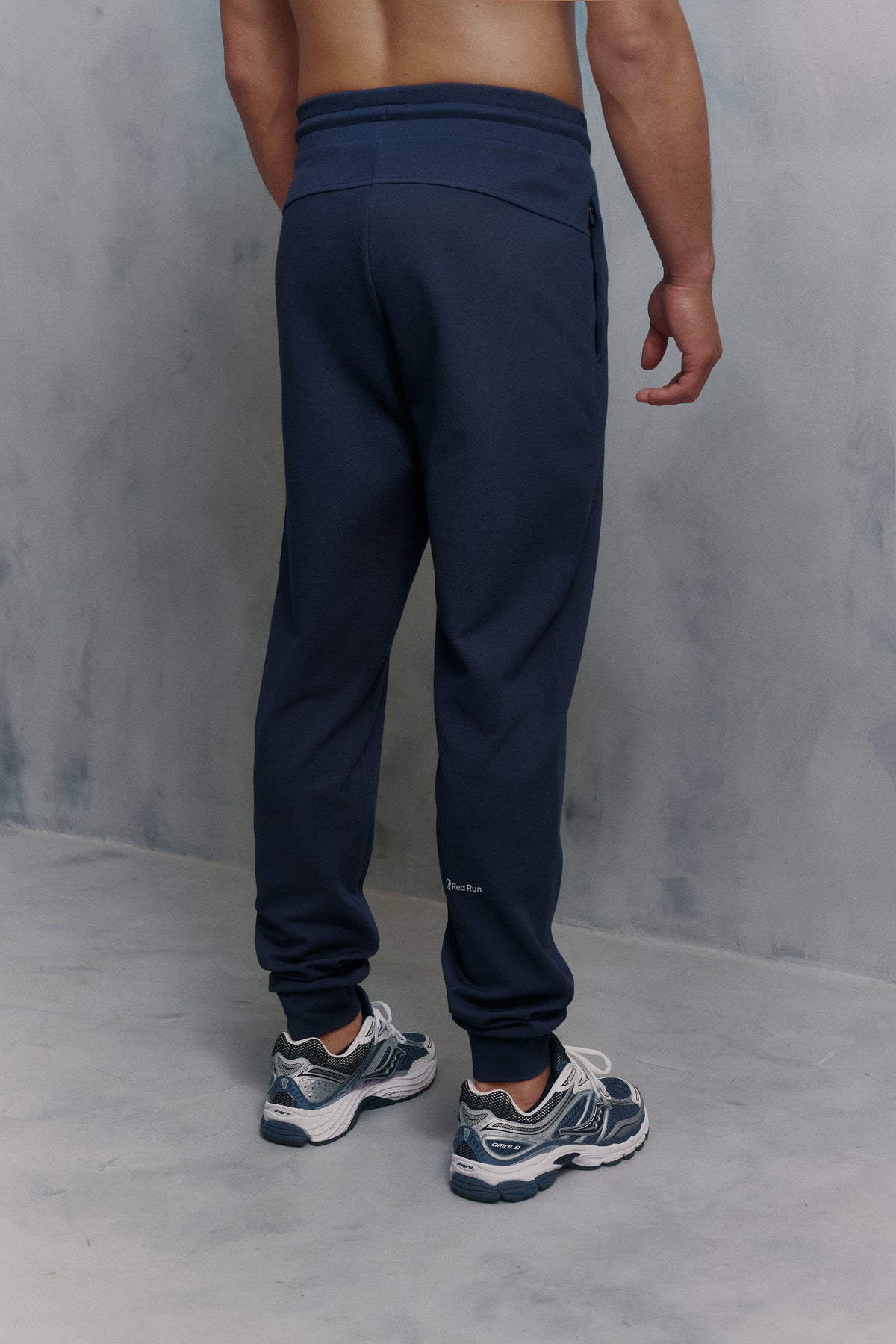 Mens Red Run Core Navy Tracksuit Bottoms