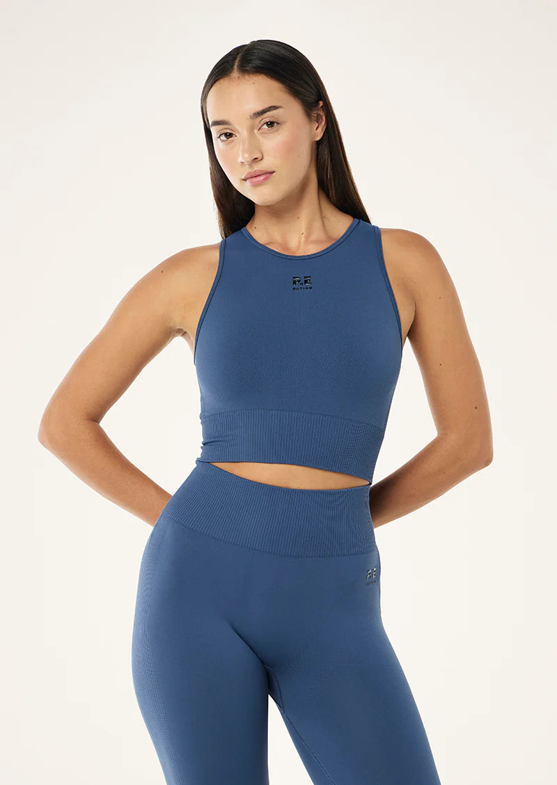 Women's P.E Nation Restore Seamless Tank in Vintage Indigo — view 4