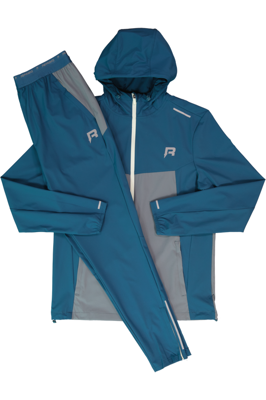 Men's Reprimo Tidal Teal Blue Steel Flight Windbreaker Tracksuit Jacket & Tracksuit Pant Set