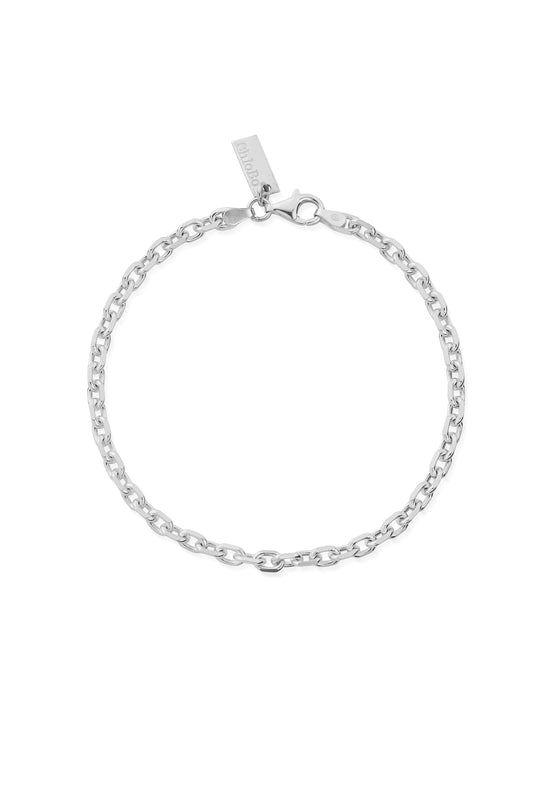 ChloBo Men's Anchor Bracelet Chain Silver