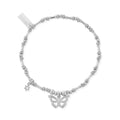 Silver ChloBo beaded bracelet with butterfly and star charms.