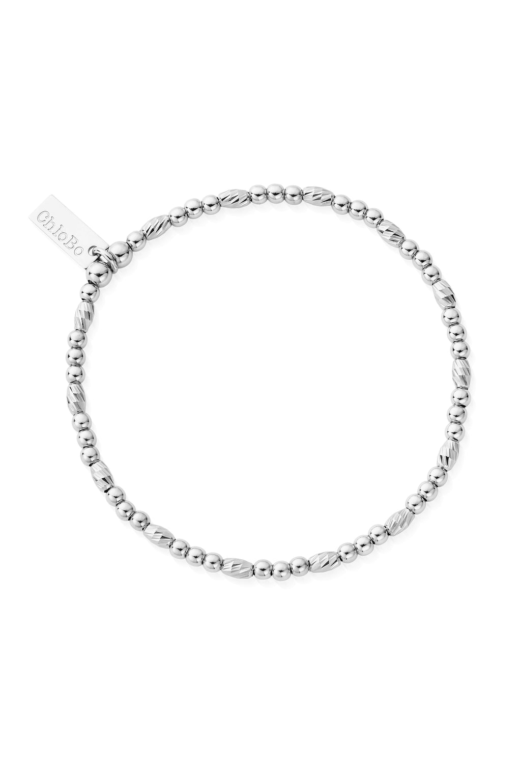 ChloBo Dainty Sparkle Bracelet, silver with cubic zirconia. Close-up view of the delicate bracelet.