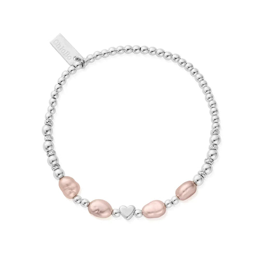 ChloBo Silver With Love Pink Pearl Bracelet SBFRPP