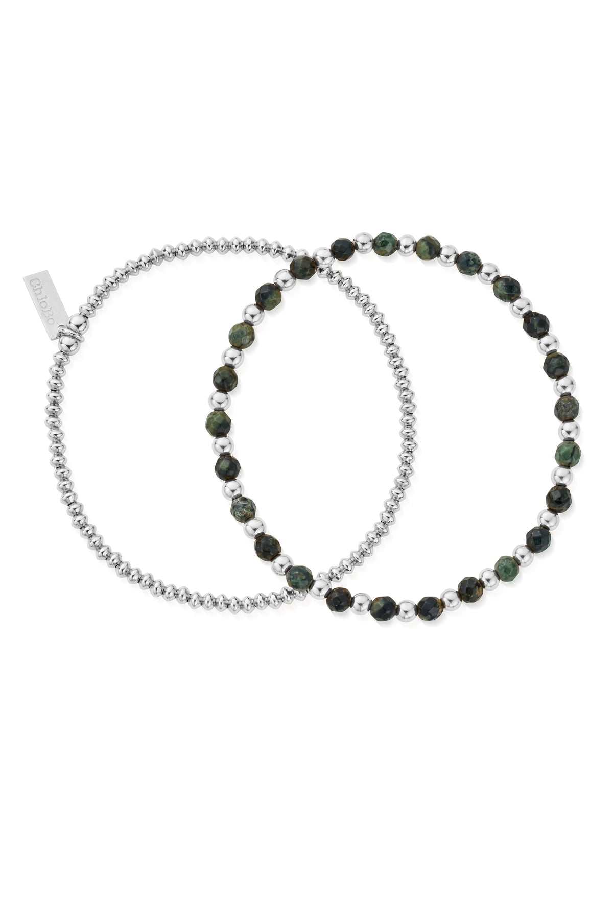 ChloBo men's bracelet set featuring Kambala Jasper beads and sterling silver beads, stylish and durable.